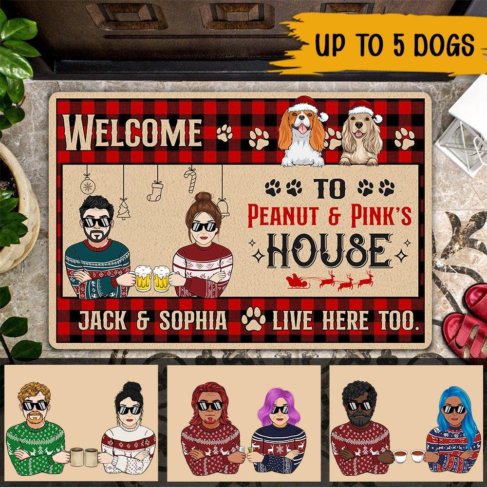 Dogs Christmas Custom Doormat Welcome To Dogs House Personalized Gift For Dog Lovers - PERSONAL84