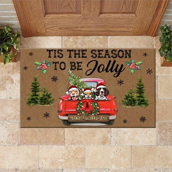 Dogs Custom Christmas Doormat Customized Name And Breed Tis The Season To Be Jolly - PERSONAL84