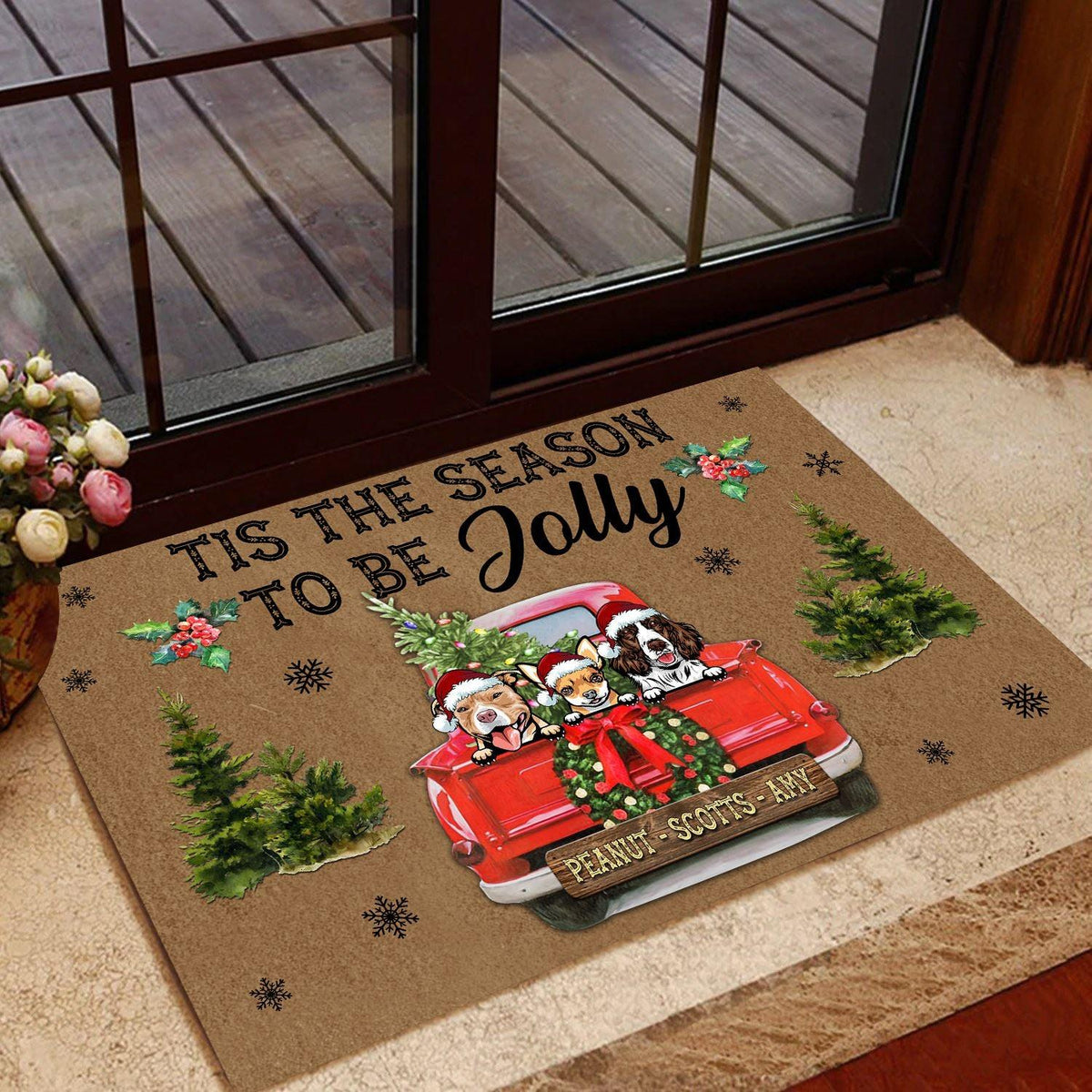 Dogs Custom Christmas Doormat Customized Name And Breed Tis The Season To Be Jolly - PERSONAL84