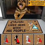 Dogs Custom Doormat My Dog Lives Here With His People Personalized Gift - PERSONAL84