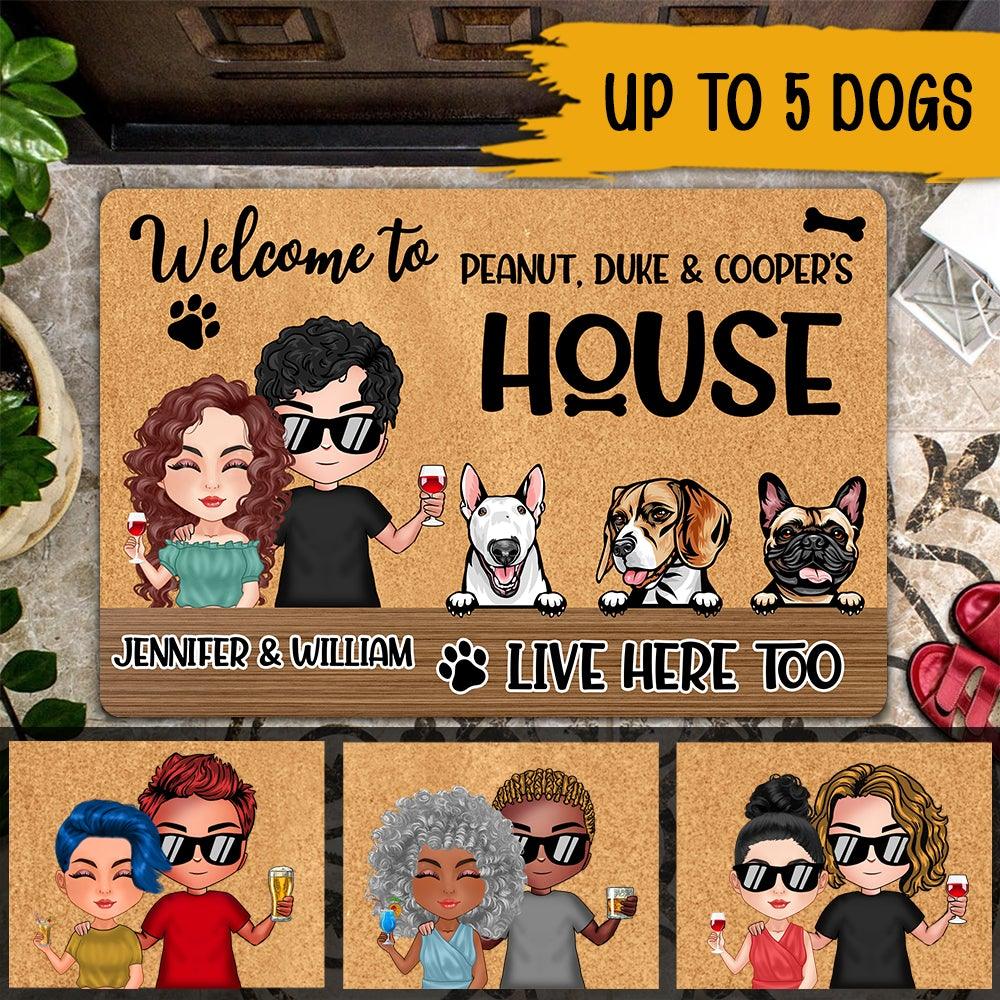 Dogs Custom Doormat Welcome To Dog's House We Live Here Too Personalized Gift For Dog Lovers