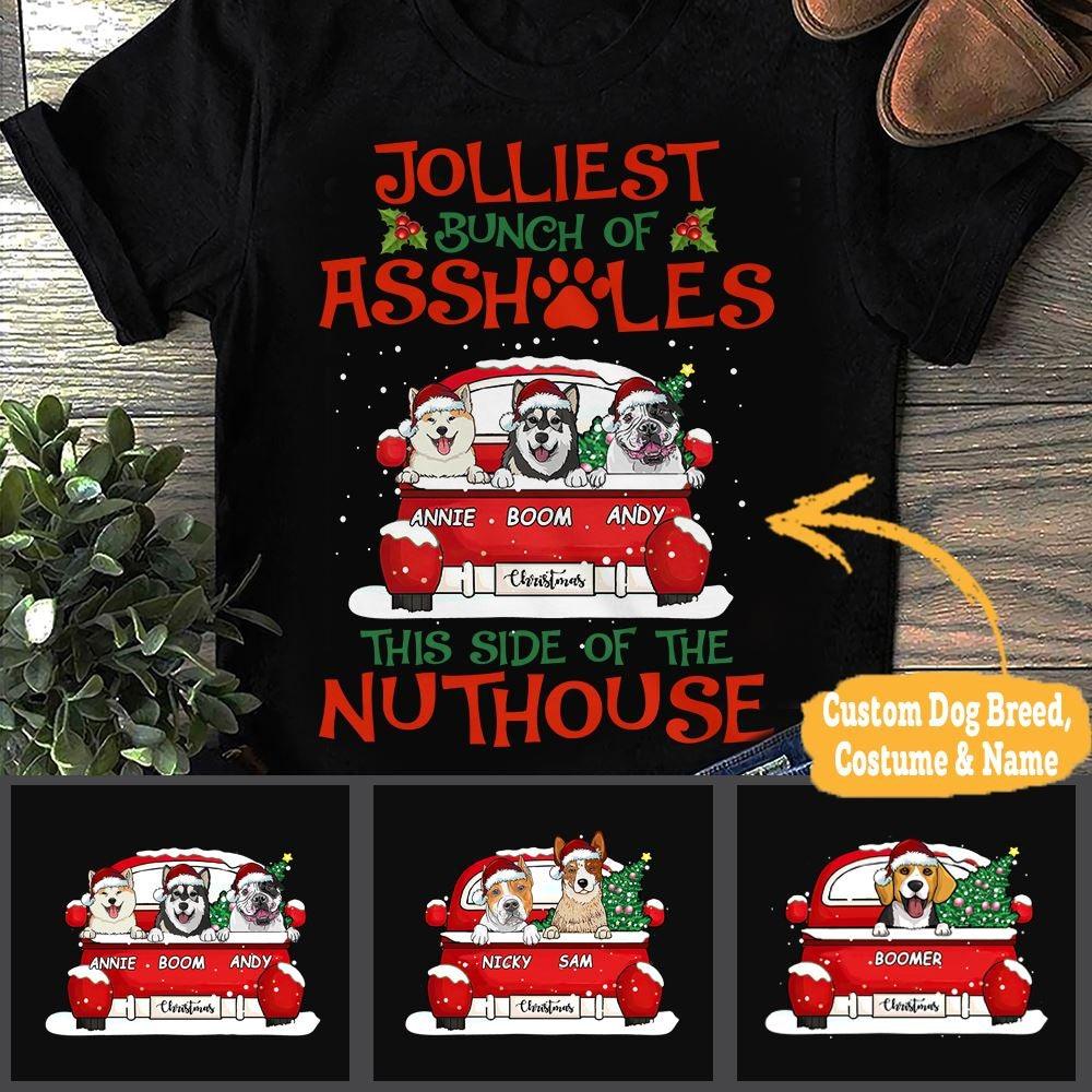 Dogs Shirt Personalized Name And Breed Jolliest Bunch Of Assholes - PERSONAL84