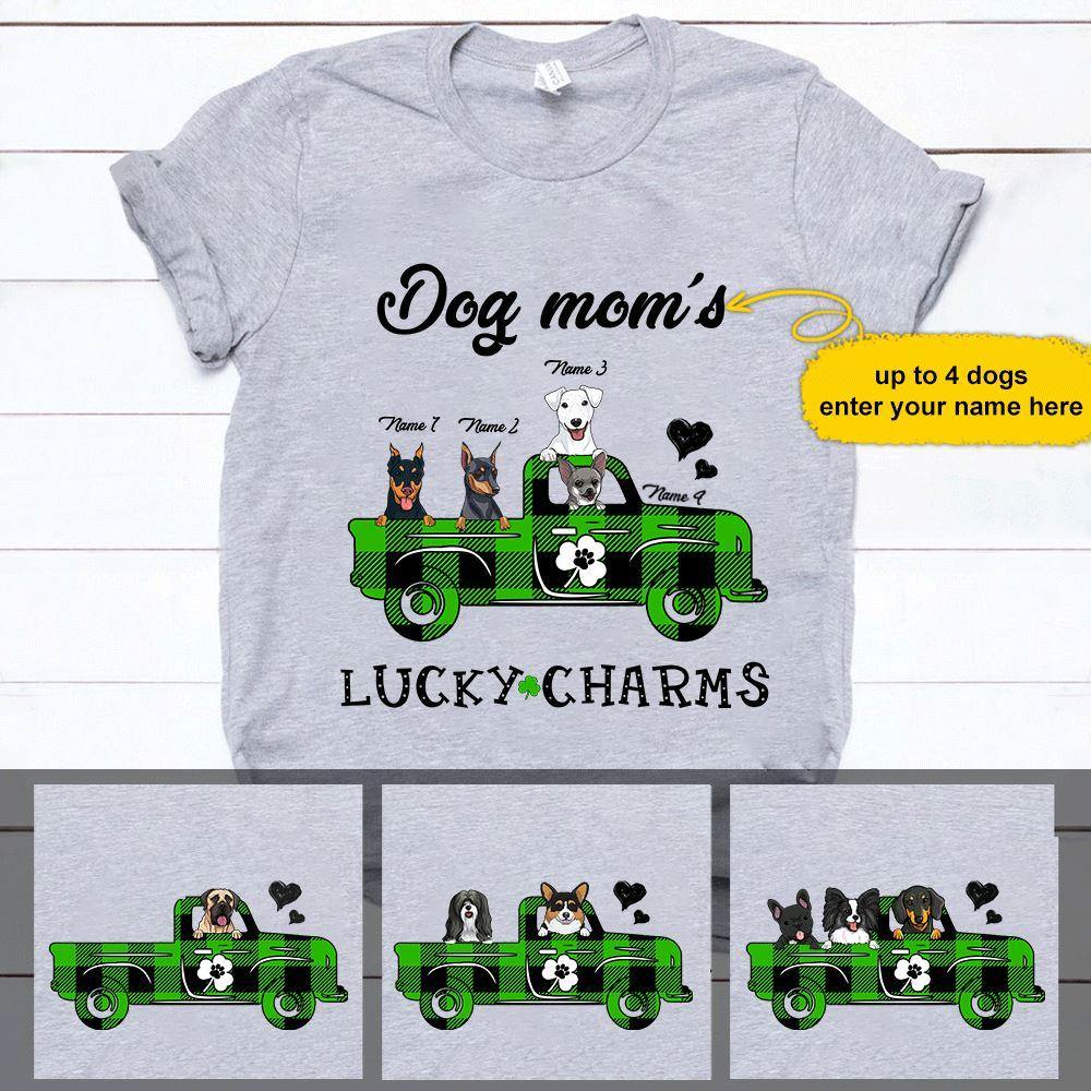 Dogs St. Patrick's Day Custom T Shirt Lucky Dog Mom Personalized Gift - PERSONAL84