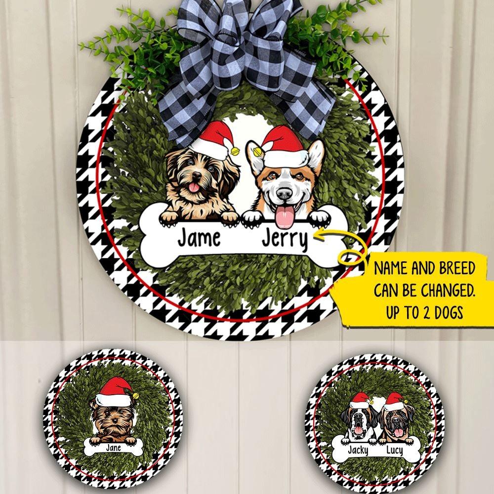 Dogs Wood Sign Customized Name and Dog Breeds Joy Merry Christmas - PERSONAL84