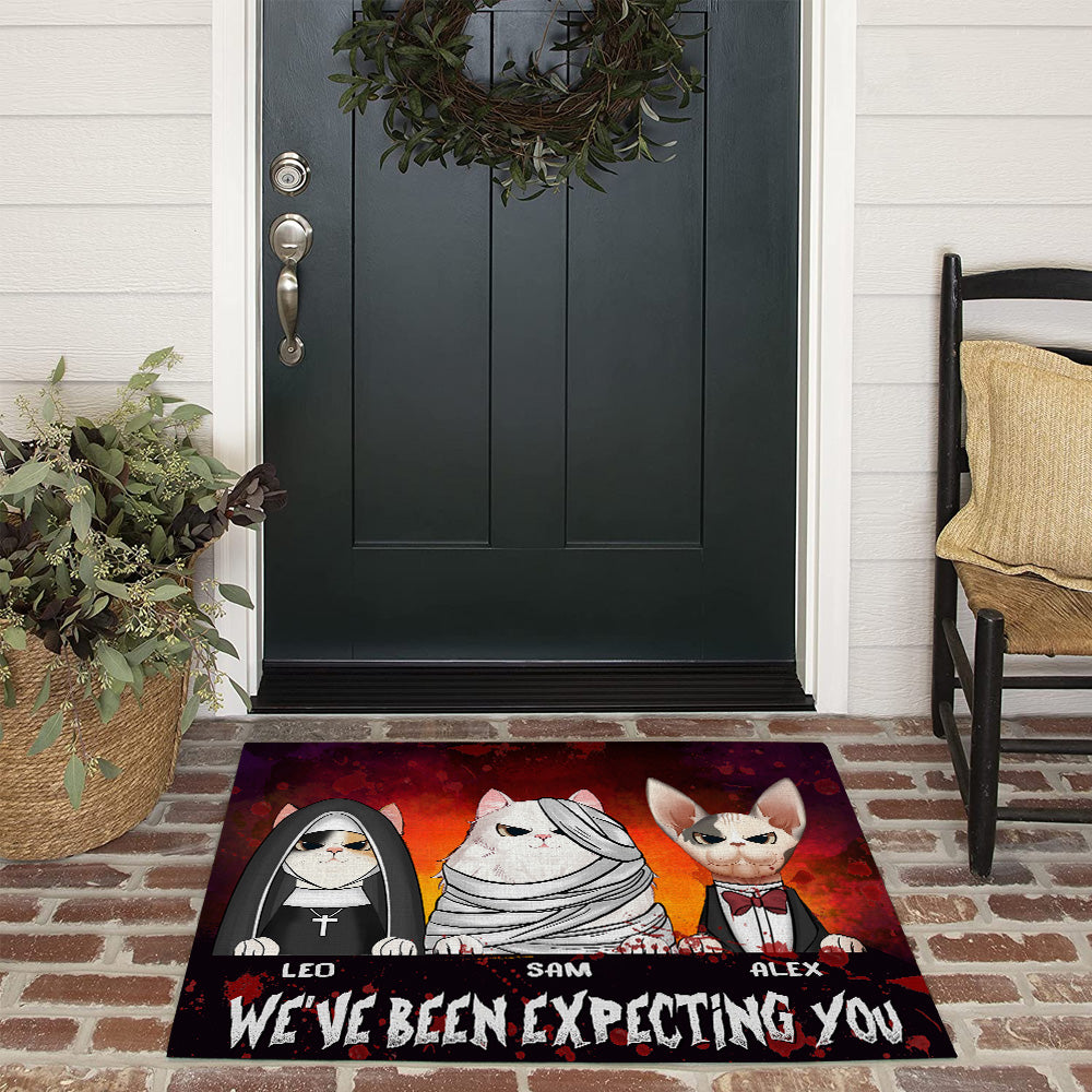 Cat Lover Custom Doormat We've Been Expecting You Horror Personalized Gift For Halloween