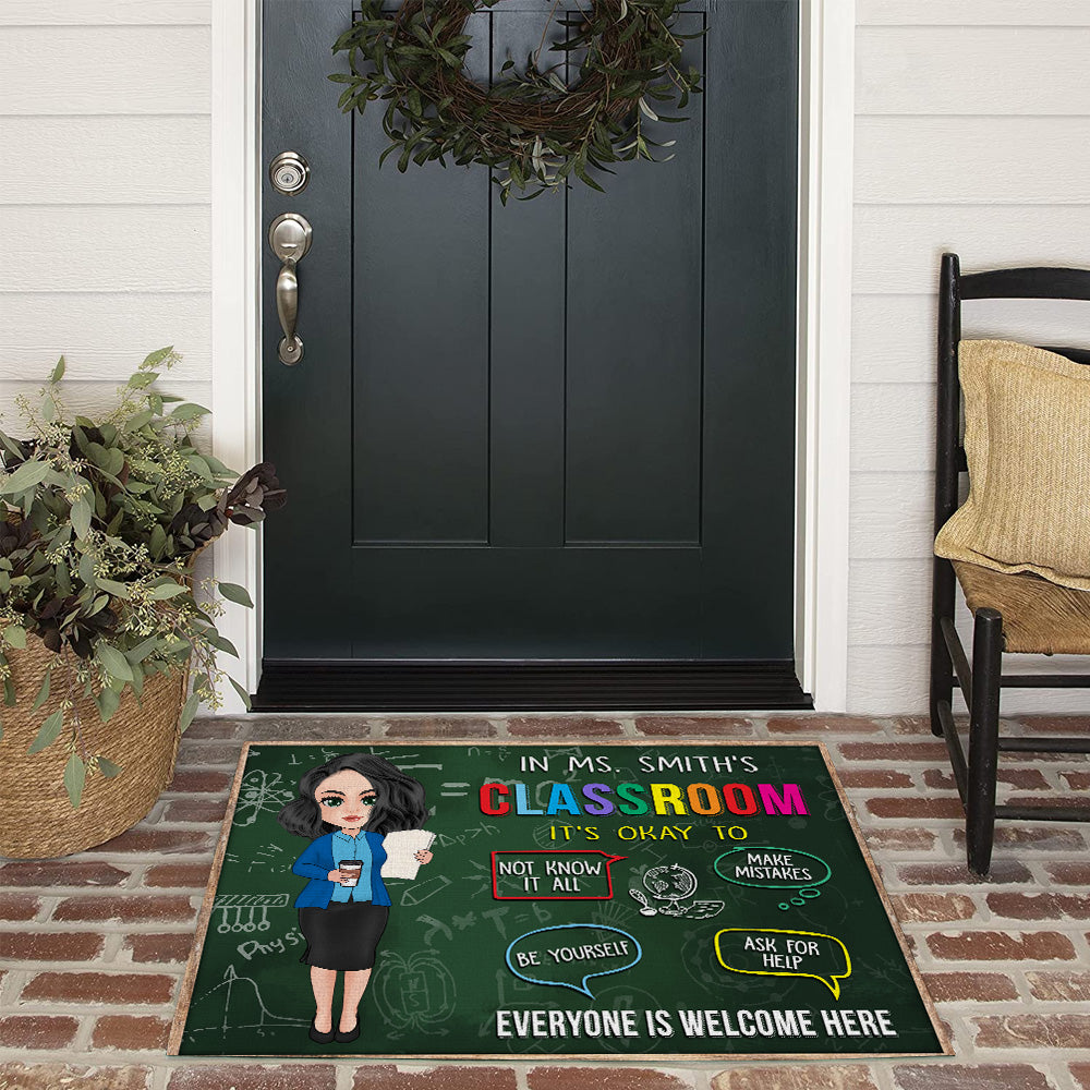 Teacher Custom Doormat In Classroom It's Ok To Make Mistakes Personalized Gift