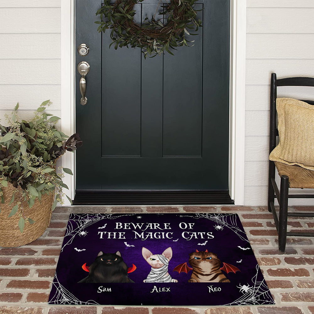 Cat Custom Doormat Beware Of The Magic Cats Personalized Gift