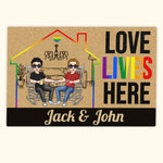 LGBT Custom Doormat Love Lives Here Personalized Gift