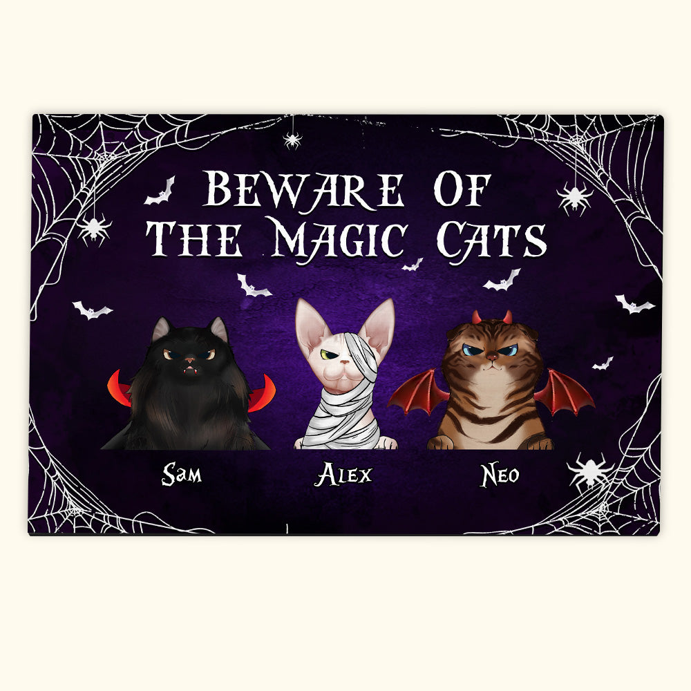 Cat Custom Doormat Beware Of The Magic Cats Personalized Gift