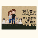 Cat Custom Doormat Welcome To Our Home The Human Just Live Here With Us Personalized Gift For Cat Lover