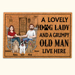 Dog Custom Doormat Lovely Dog Lady And Grumpy Old Man Live Here Personalized Gift