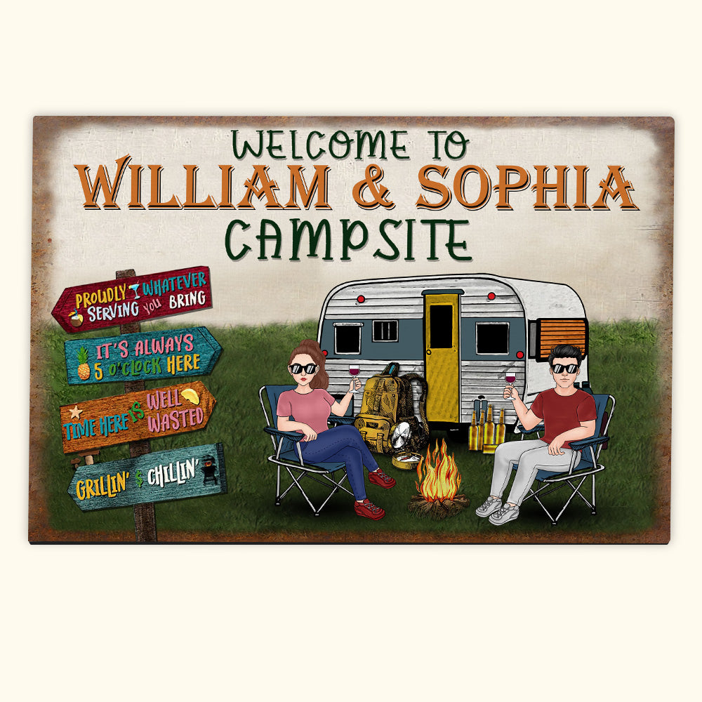 Camping Custom Doormat Welcome Campsite Rules Personalized Gift