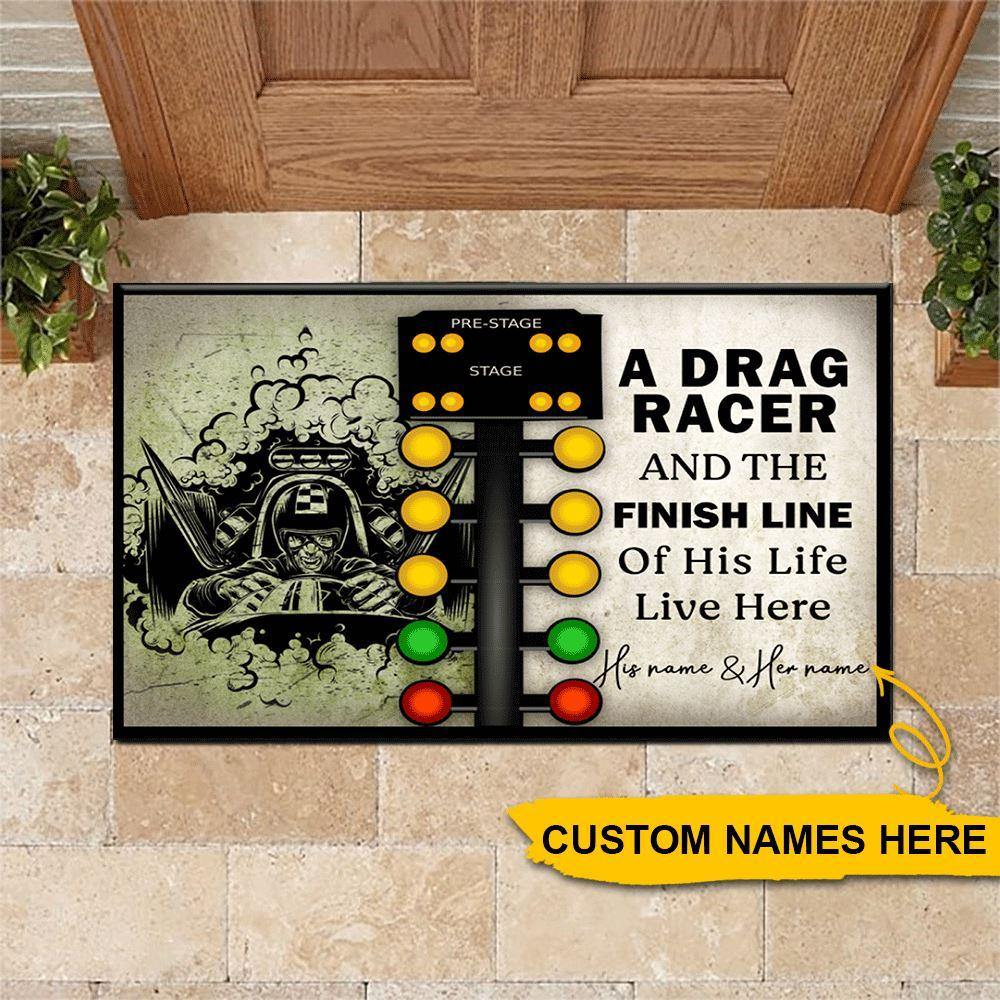 Drag Racing Custom A Drag Racer And The Finish Line Of His Life Live Here Personalized Gift - PERSONAL84