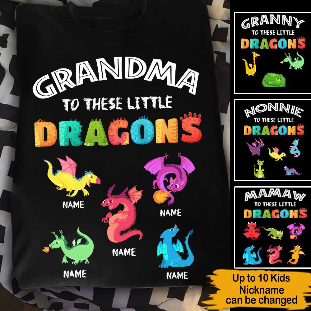 Dragons Granparent Custom T Shirt Grandma To These Little Dragons Personalized Gift - PERSONAL84