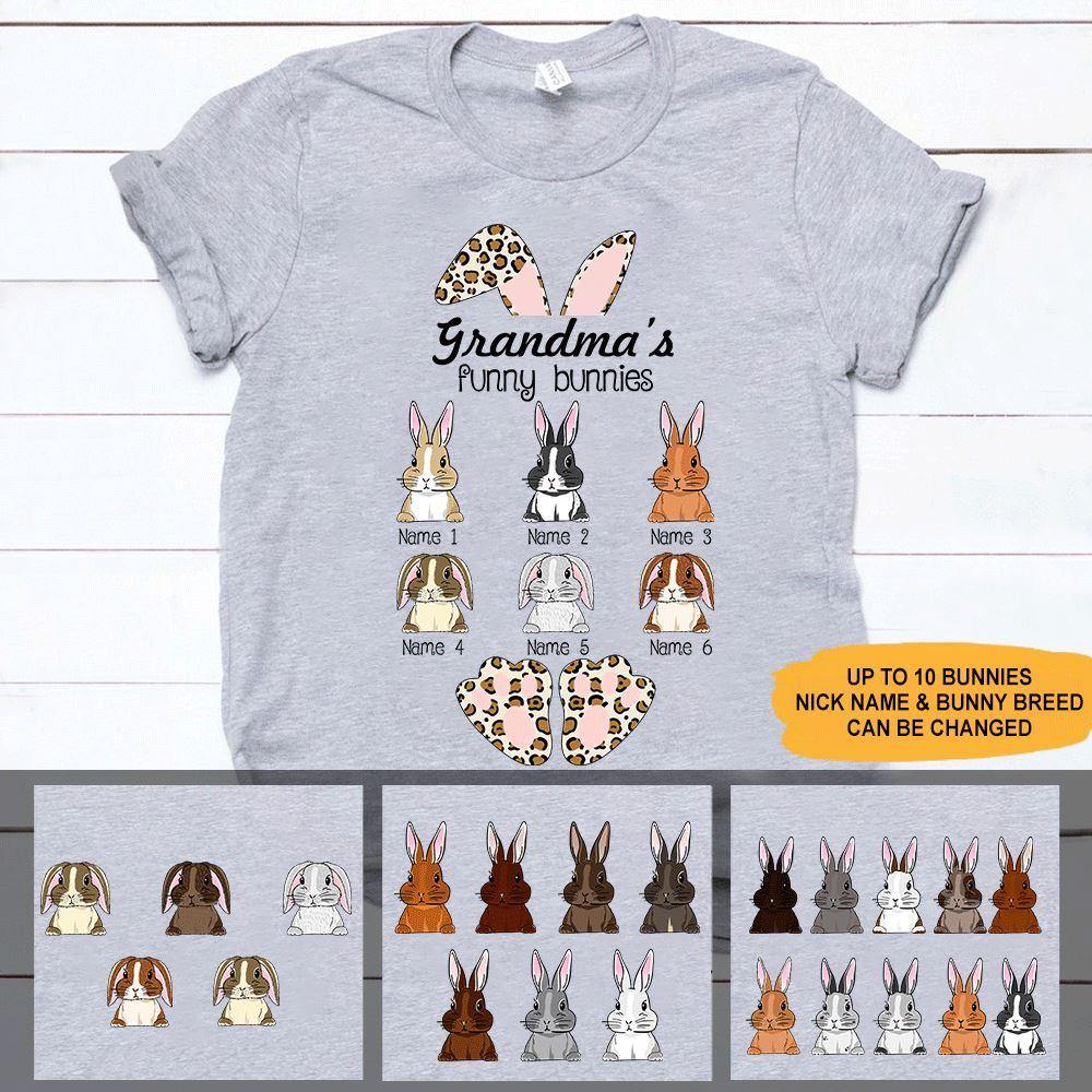 Easter Rabbit Grandma Custom T Shirt Grandma's Funny Bunnies Personalized Gift - PERSONAL84