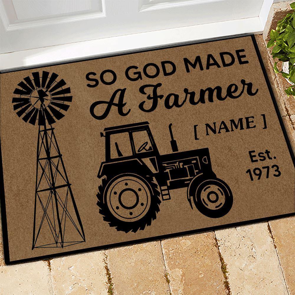 Farm Custom Doormat So God Made A Farmer - PERSONAL84