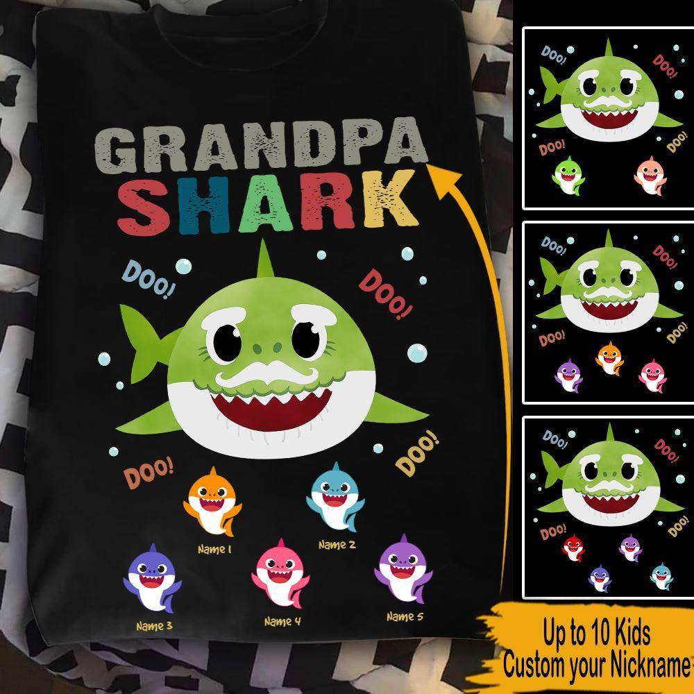 Father's Day Custom Shirt Grandparents Grandpa Shark Doo Doo Personalized Gift For Dad - PERSONAL84