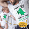 Father&#39;s Day Custom T Shirt &amp; Baby Onesie Dinosaurs Our First Father&#39;s Day 2021 New Dad Gift - PERSONAL84