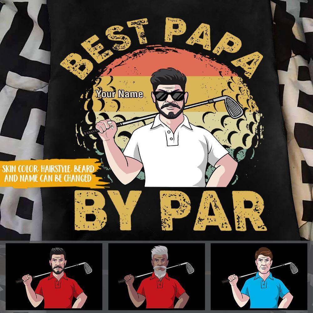 Father's Day Custom T Shirt Golf Best Papa By Par Personalized Gift - PERSONAL84