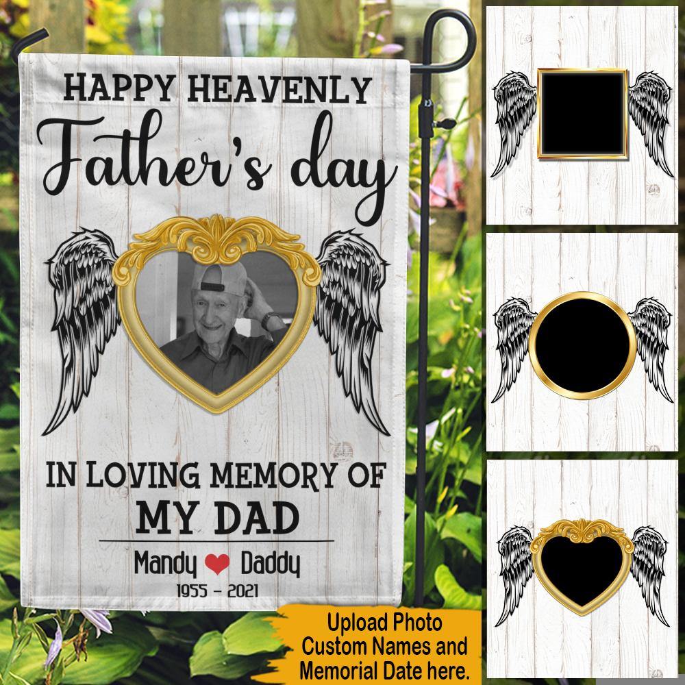 Father's Day Memorial Custom Garden Flag Happy Heavenly Father's Day Personalized Gift - PERSONAL84