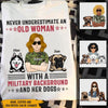 Female Veteran Custom Shirt Never Underestimate An Old Woman With A Military Background And Her Dog Personalized Gift - PERSONAL84