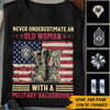 Female Veteran Custom Tshirt Never Underestimate An Old Woman With A Militray BackGround Personalized Gift - PERSONAL84