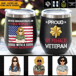 Female Veteran Custom Tumbler Never Underestimate An Old Woman With A Military BackGround Personalized Gift - PERSONAL84