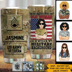 Female Veteran Custom Tumbler Never Underestimate An Old Woman With A Military Background Personalized Gift - PERSONAL84