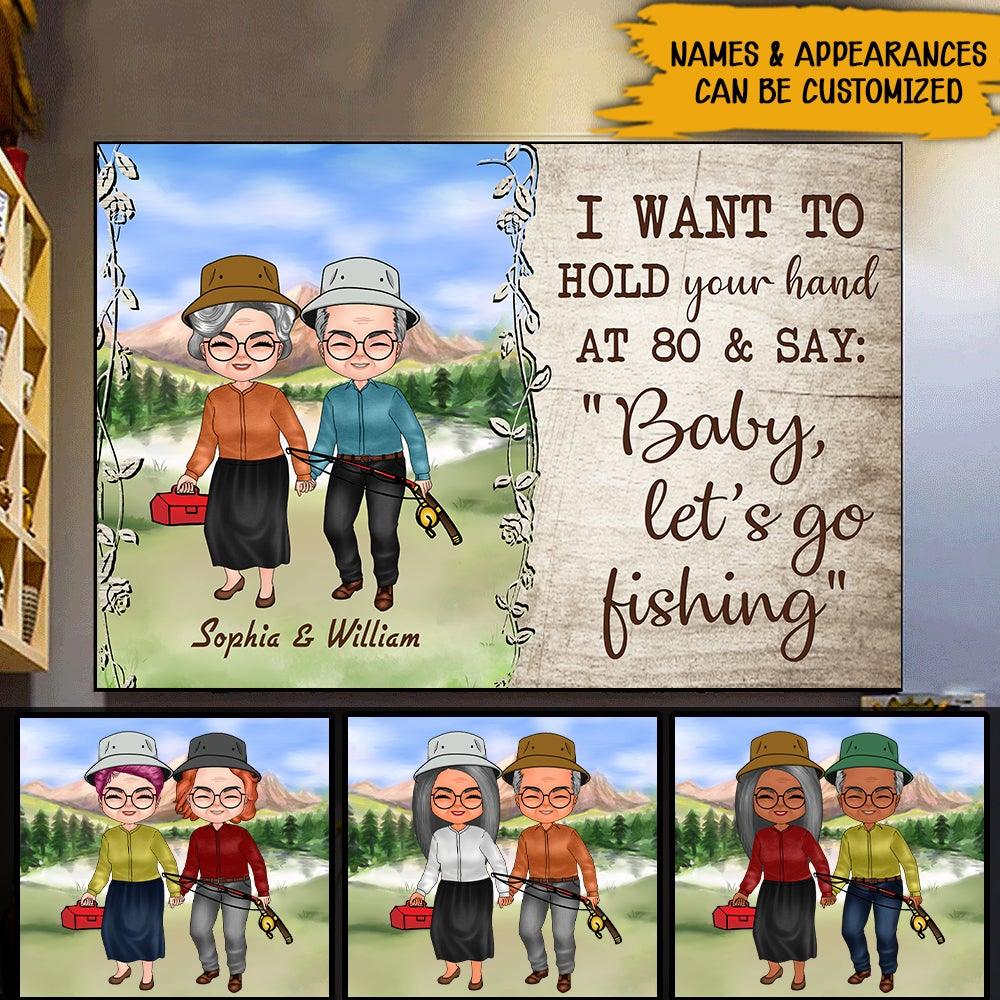 Fishing Custom Poster I Want To Hold Your Hand Personalized Valentine's Day Gift For Old Couple - PERSONAL84