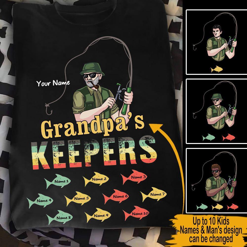 Fishing Custom T Shirt Grandpa's Keepers Personalized GiftGrandparent's Day Gift