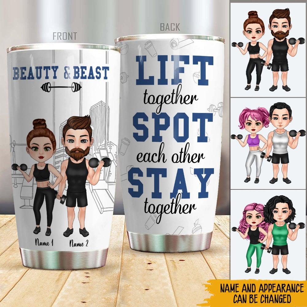 Fitness Couple Custom Tumbler Beauty And Beast Lift Together Stay Toge -  PERSONAL84
