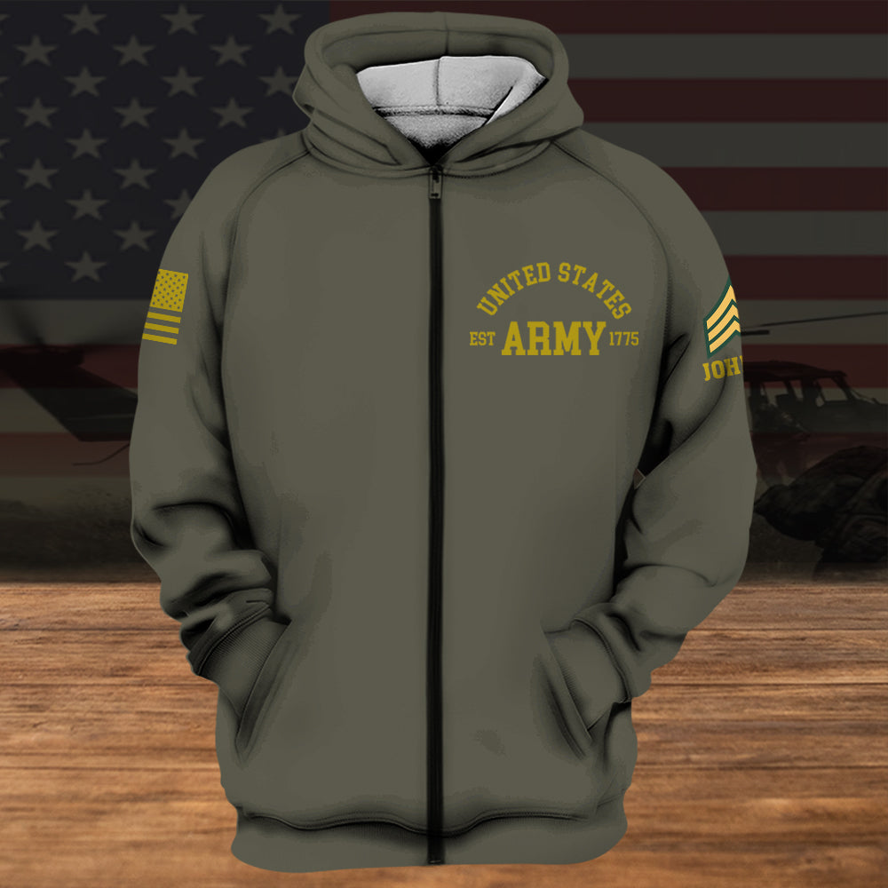 Army Veteran Custom All Over Printed Shirt Division And Rank Personalized Gift