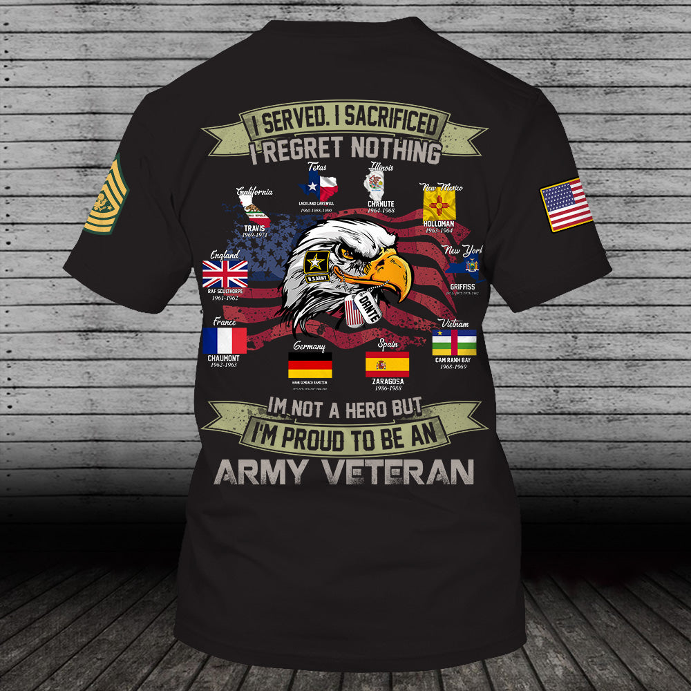 Army Veteran Custom Shirt I Served Sacrificed Regret Nothing Personalized Gift