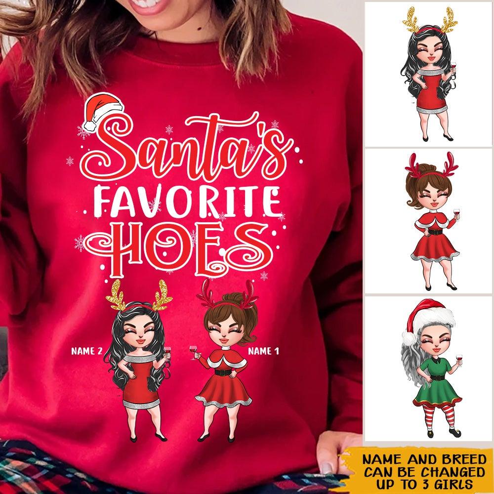 Funny Christmas Sweater Santa's Favorite Ho Personalized Gift For Bestie - PERSONAL84