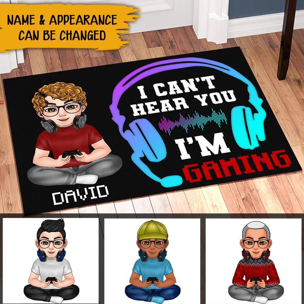Funny Gamer Custom Doormat I Can't Hear You I'm Gaming Personalized Gift
