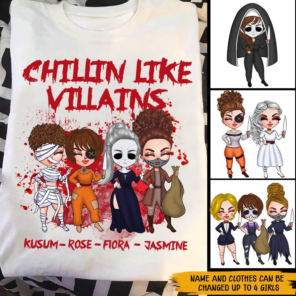 Funny Halloween Best Friend Custom Shirt Chillin Like Villains Personalized Gift - PERSONAL84