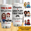 Gamer Custom Tumbler Couples Who Play Together Stay Together Personalized Valentine&#39;s Day Gift - PERSONAL84