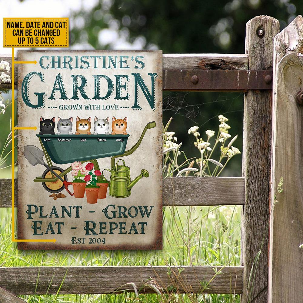 Gardening Custom Metal Sign Plant Grow Eat Repeat Personalized Gift - PERSONAL84