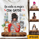 Gatos Custom Spanish T Shirt Life Is Better With A Cat Personalized Gift - PERSONAL84