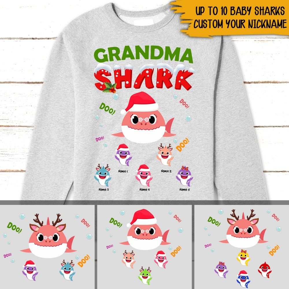 Grandma Christmas Custom Sweater Grandma Shark Doo Doo Christmas Personalized Gift For Grandma - PERSONAL84