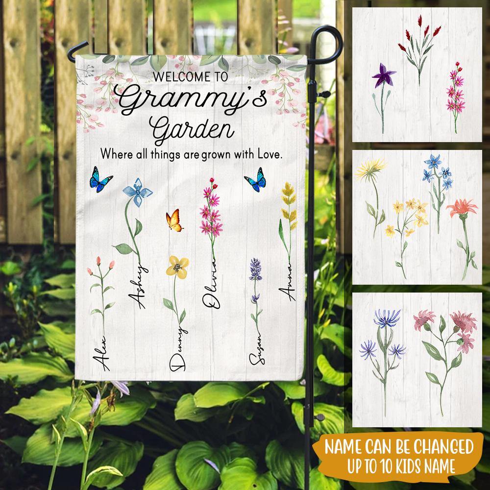 Grandma Custom Garden Flag Where All Things Are Grown With Love Personalized Gift - PERSONAL84