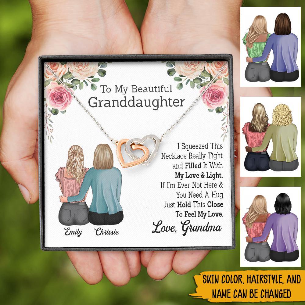 Grandma Custom Necklace To My Granddaughter Hold This Close To Feel My Love Personalized Gift - PERSONAL84