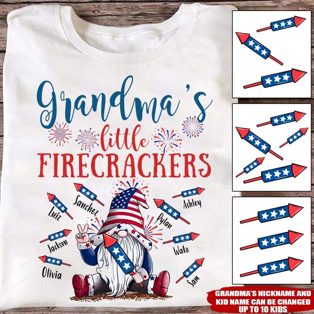 Grandma Custom T Shirt Grandma's Little Firecracker Independence Day Personalized Gift - PERSONAL84