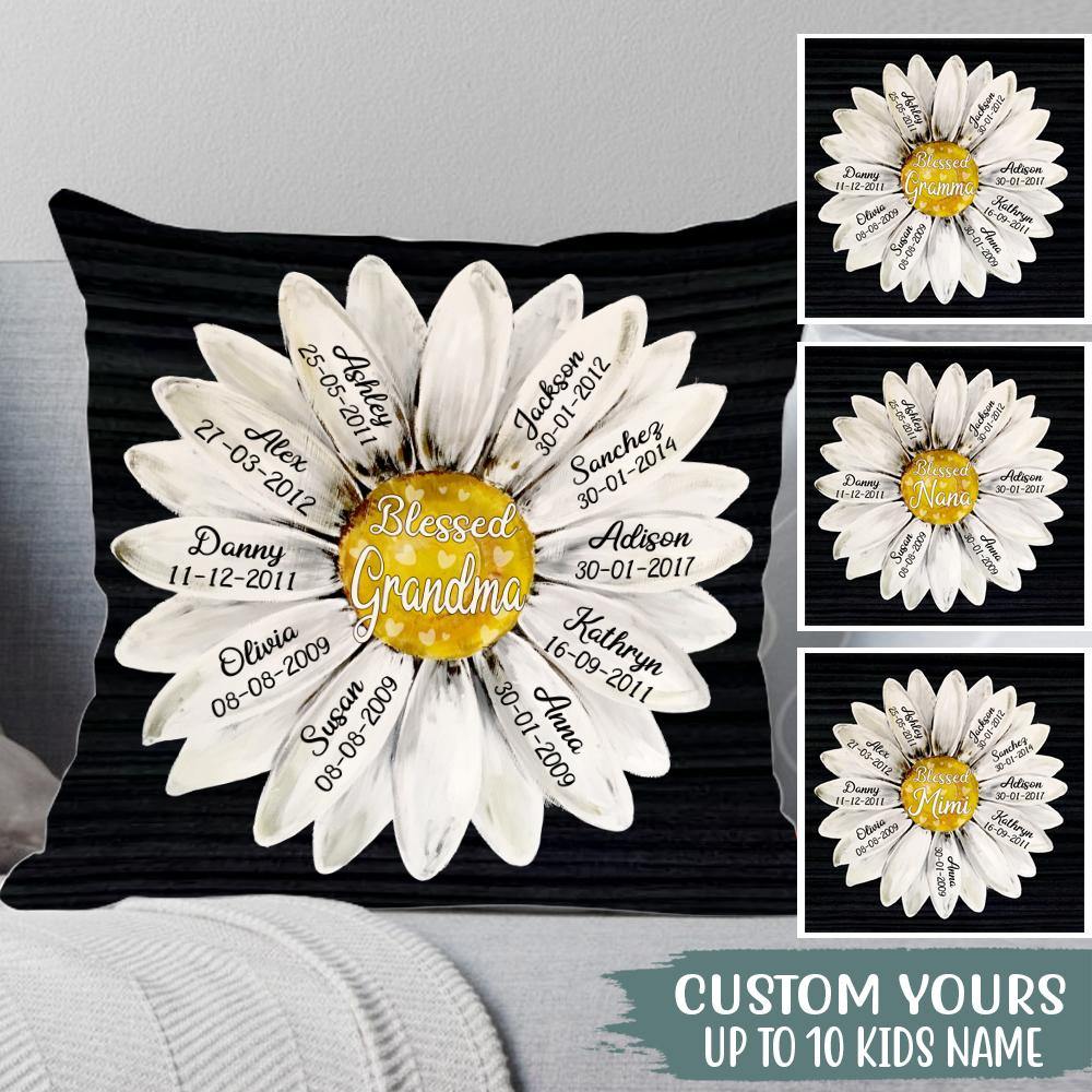 Grandma's Custom Pillow Blessed Grandma Mother's Day Personalized Gift - PERSONAL84