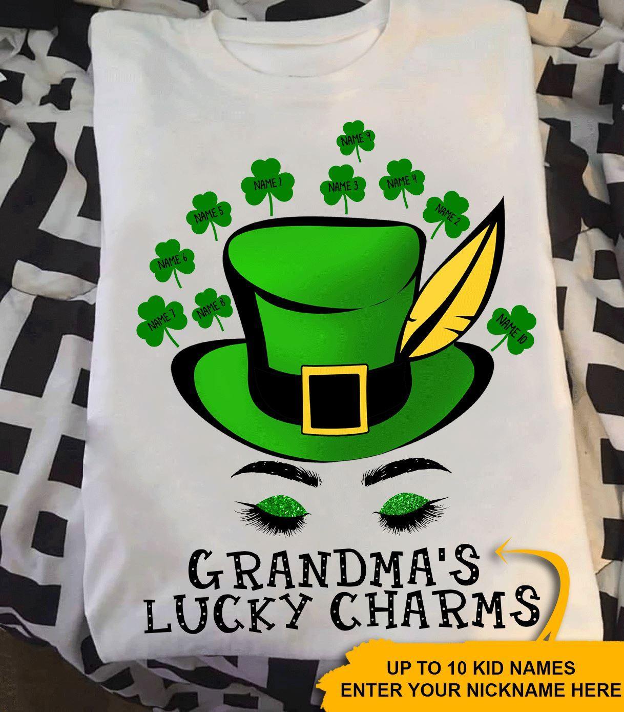 Grandma St. Patrick's Day Custom Lucky Hat T Shirt Personalized Gift - PERSONAL84