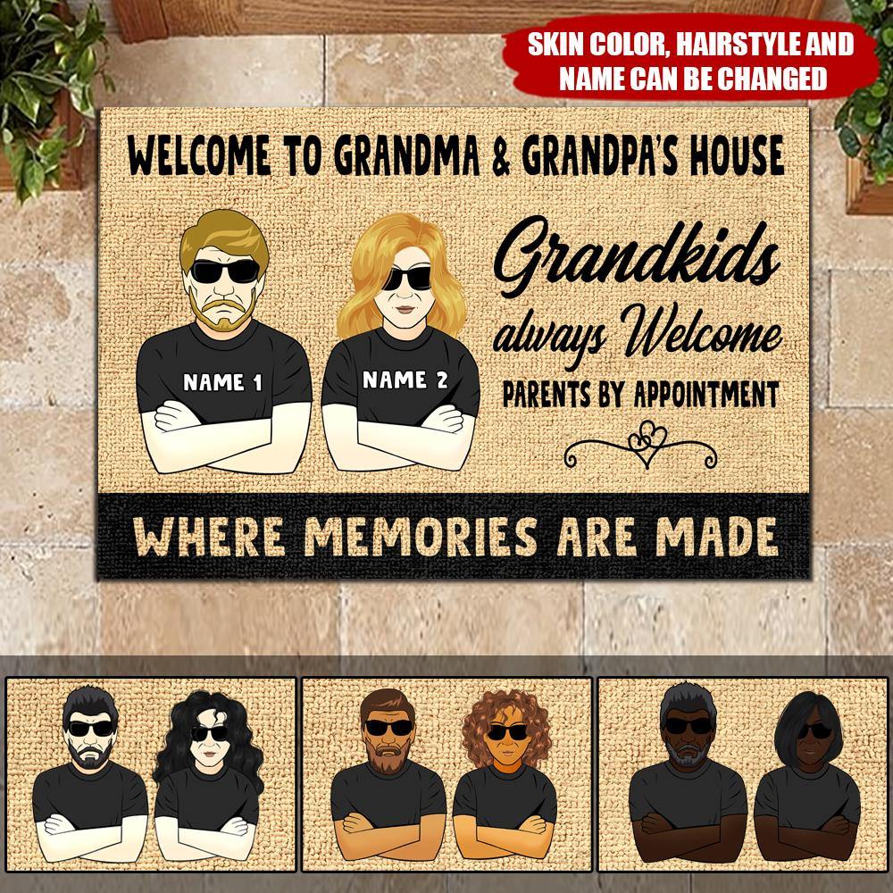 Grandpa & Grandma's House Custom Doormat Grandkids Always Welcome 24/7 Personalized Gift For Grandparents - PERSONAL84