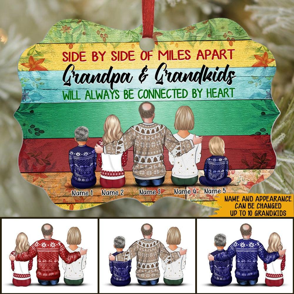 Grandpa Christmas Custom Ornament Grandpa Grandkids Always Connected By Heart Personalized Gift - PERSONAL84