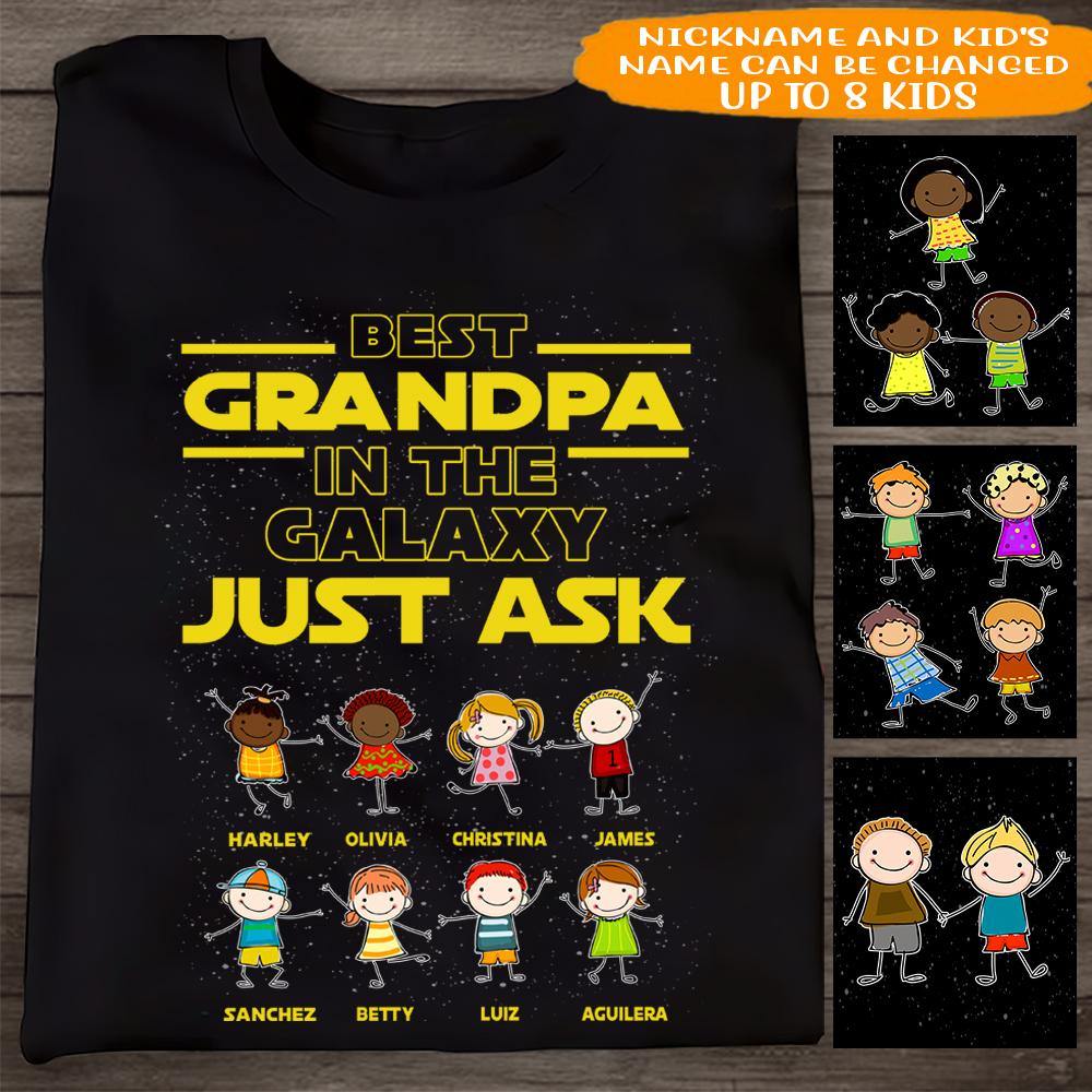 Grandpa Custom T Shirt Best Papa In The Galaxy Father's Day Personalized Gift - PERSONAL84