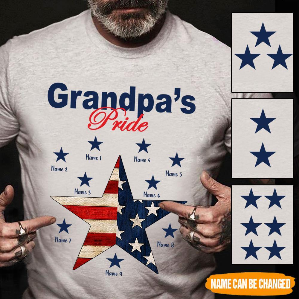 Grandpa Custom T Shirt Grandpa's Pride Patriotic Father's Day Personalized Gift