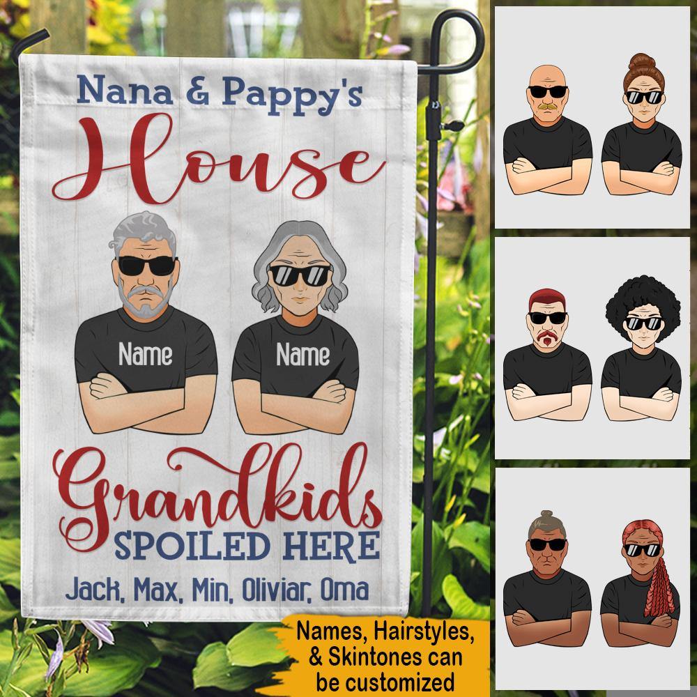 Grandparent Custom Garden Flag Grandkids Spoiled Here Personalized Gift - PERSONAL84